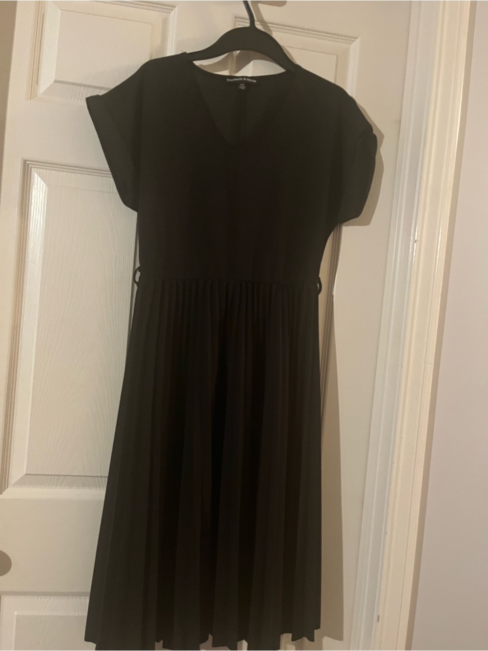 Black Midi Dress with Pleated Skirt